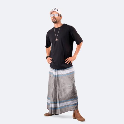 Ocean Mist Grey Cotton Lungi – Perfect | MIAH