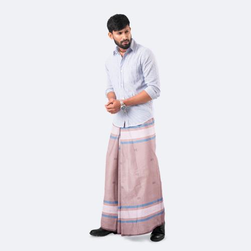 Pink Sandscape Dobby Lungi – Perfect | MIAH