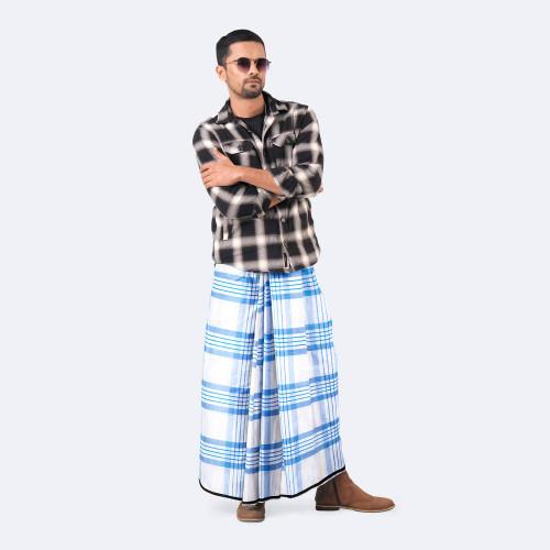 White Blue Check Lungi - Saz Bilash | MIAH