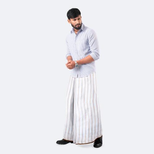 Urban Style White Stripe Lungi - Saz Bilash | MIAH