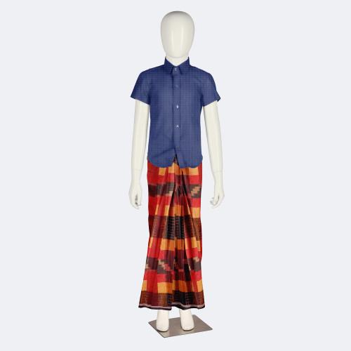 Kids Vibrant Checkered Linen Lungi - Notun Kuri