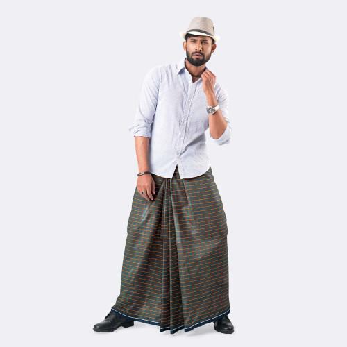 Stripe-check 100% Cotton Lungi  - Multicolor With Traditional Wear - Showkhin
