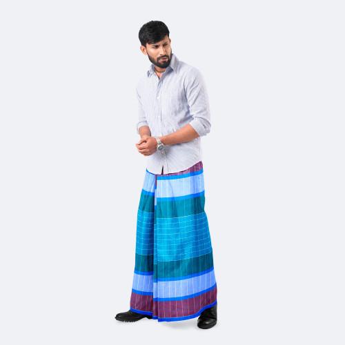 Men's Lungi Stripe & Check - Soft Cotton - Showkhin