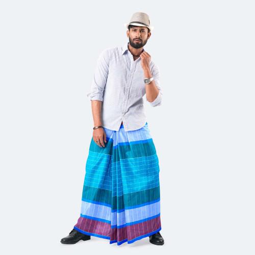 Men's Lungi Stripe & Check - Soft Cotton - Showkhin