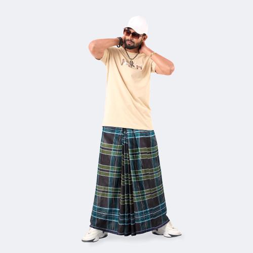 Men's Multicolor Cotton Stripe & Check Lungi - Shadhin