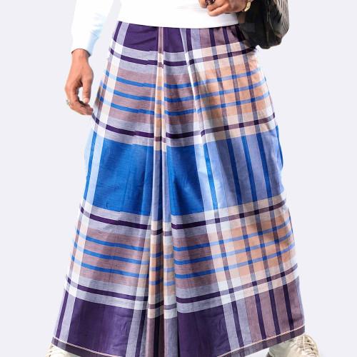 Men’s Checked Multicolor Cotton Lungi - Ullash