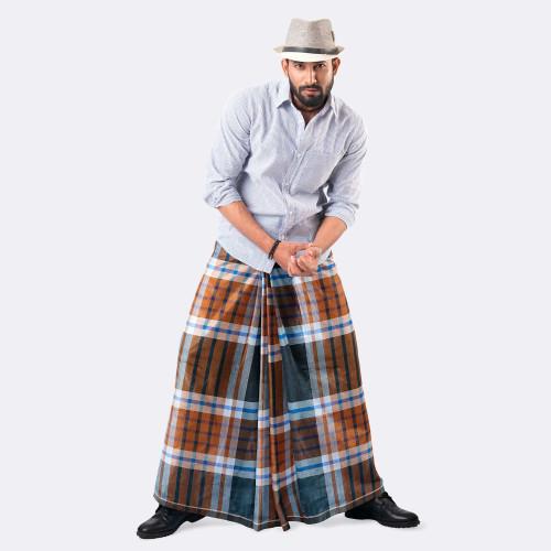 Men’s Checked Multicolor Cotton Lungi - Ullash