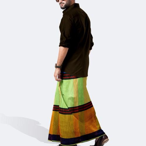 A man is wearing a Lungi