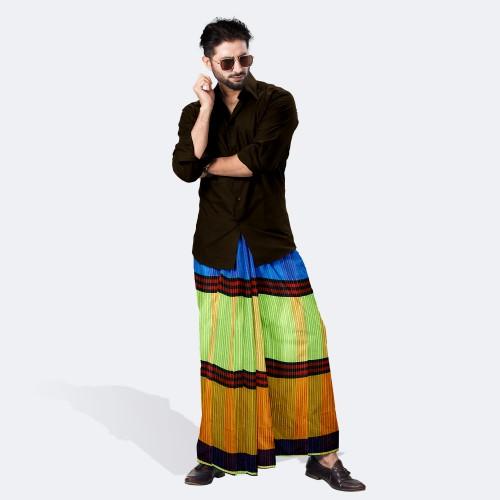 A man is wearing a Lungi