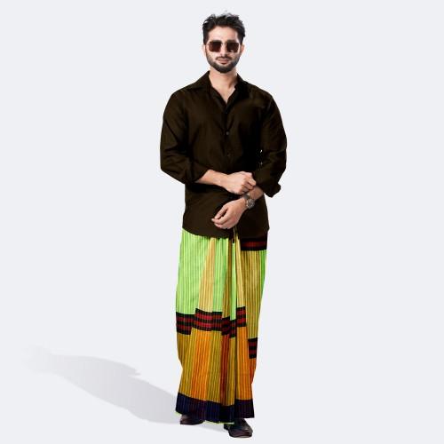 A man is wearing a Lungi