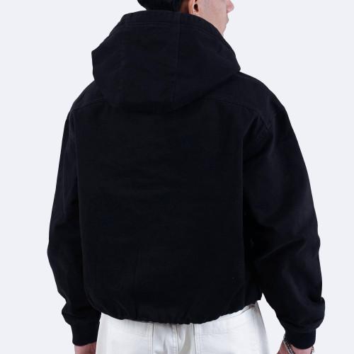 Cotton Bomber Black Hoodie