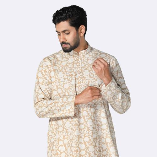Leaf Print Cotton Panjabi
