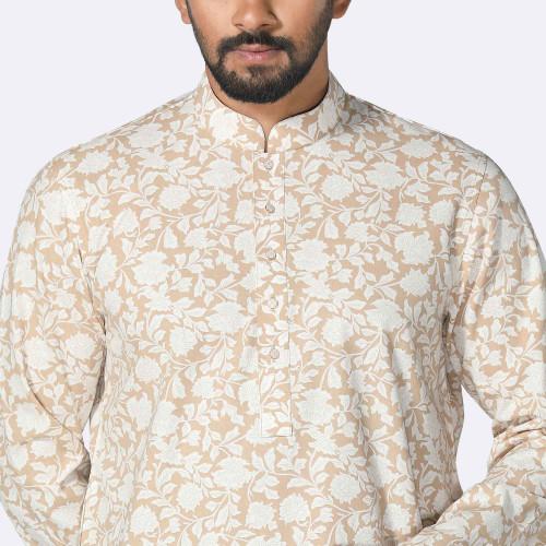 Leaf Print Cotton Panjabi