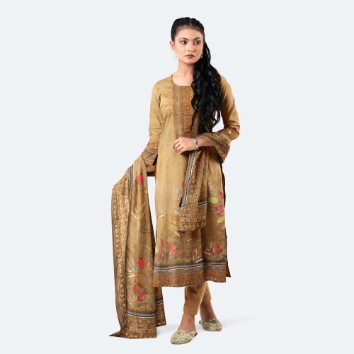 Elegant Light Brownish-Orange Digital Print Cotton Salwar Kameez