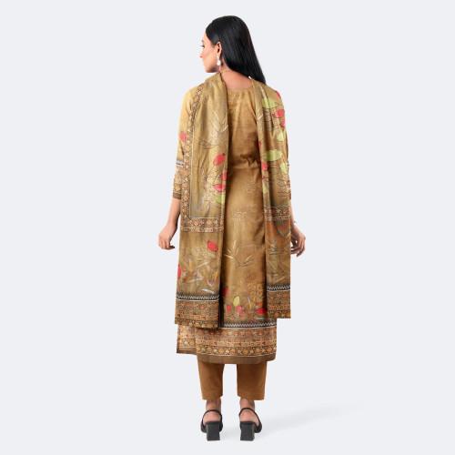 Elegant Light Brownish-Orange Digital Print Cotton Salwar Kameez