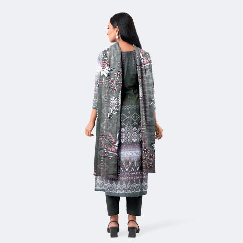 Grayish Blue Premium Cotton Salwar Kameez with Digital Print